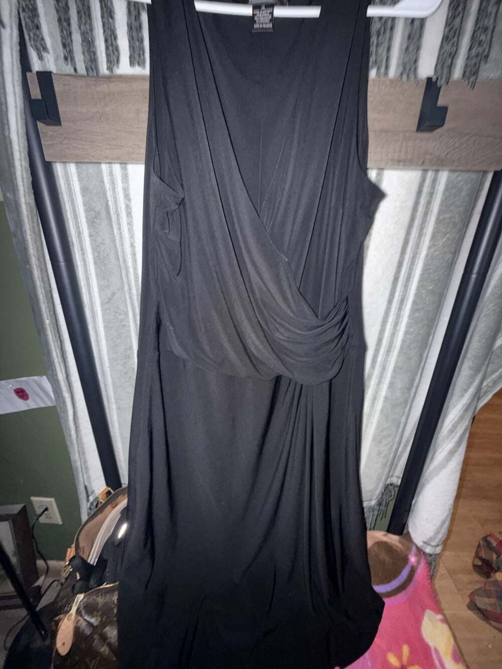 Glamour Dress Size 14 Black Faux Wrap Sleeveless